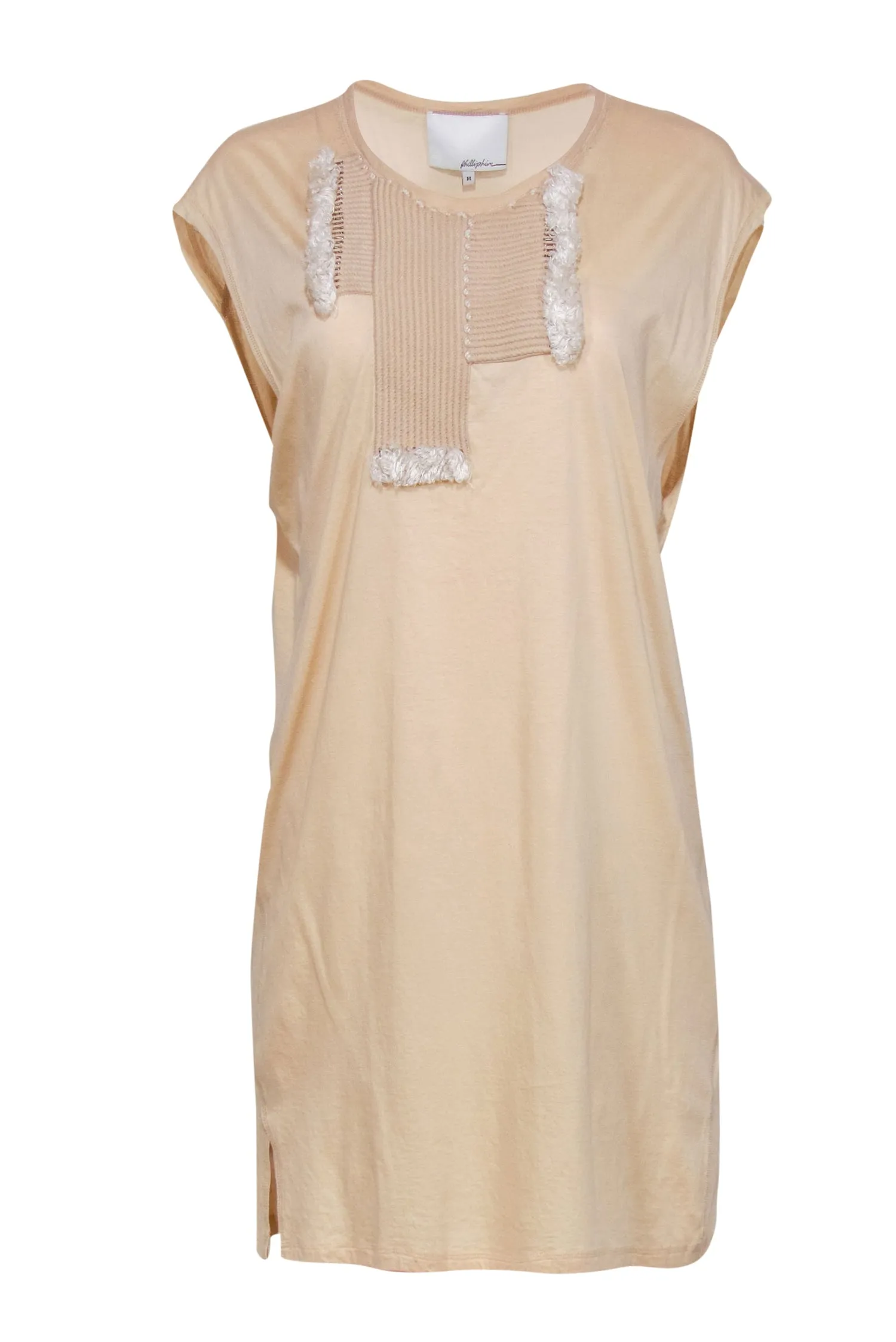 3.1 Phillip Lim - Beige Cotton Blend Shift Dress w/ Woven Front Design Sz M