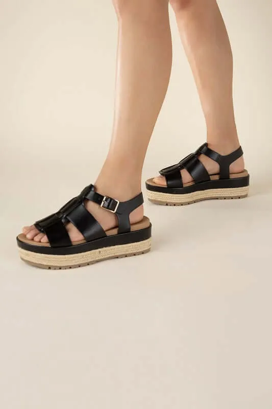 Black Espadrille Gladiator Sandals