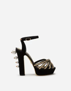 Black Gold Embellished Heels Sandals Shoes