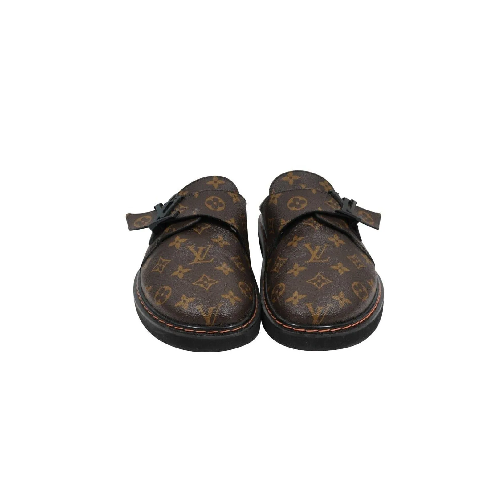 Brown Tan Logo Monogram Canvas LV Easy Mule Slippers