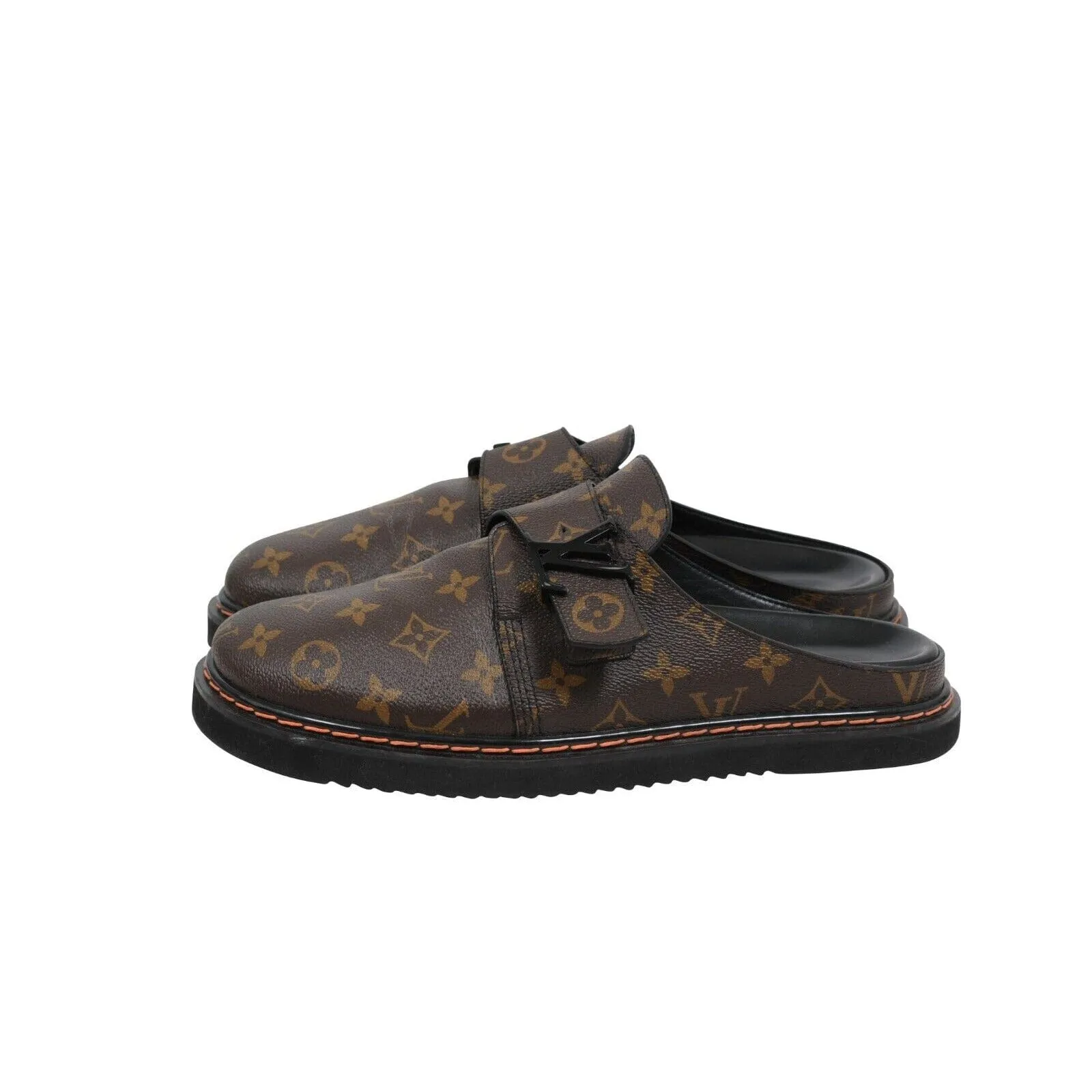 Brown Tan Logo Monogram Canvas LV Easy Mule Slippers