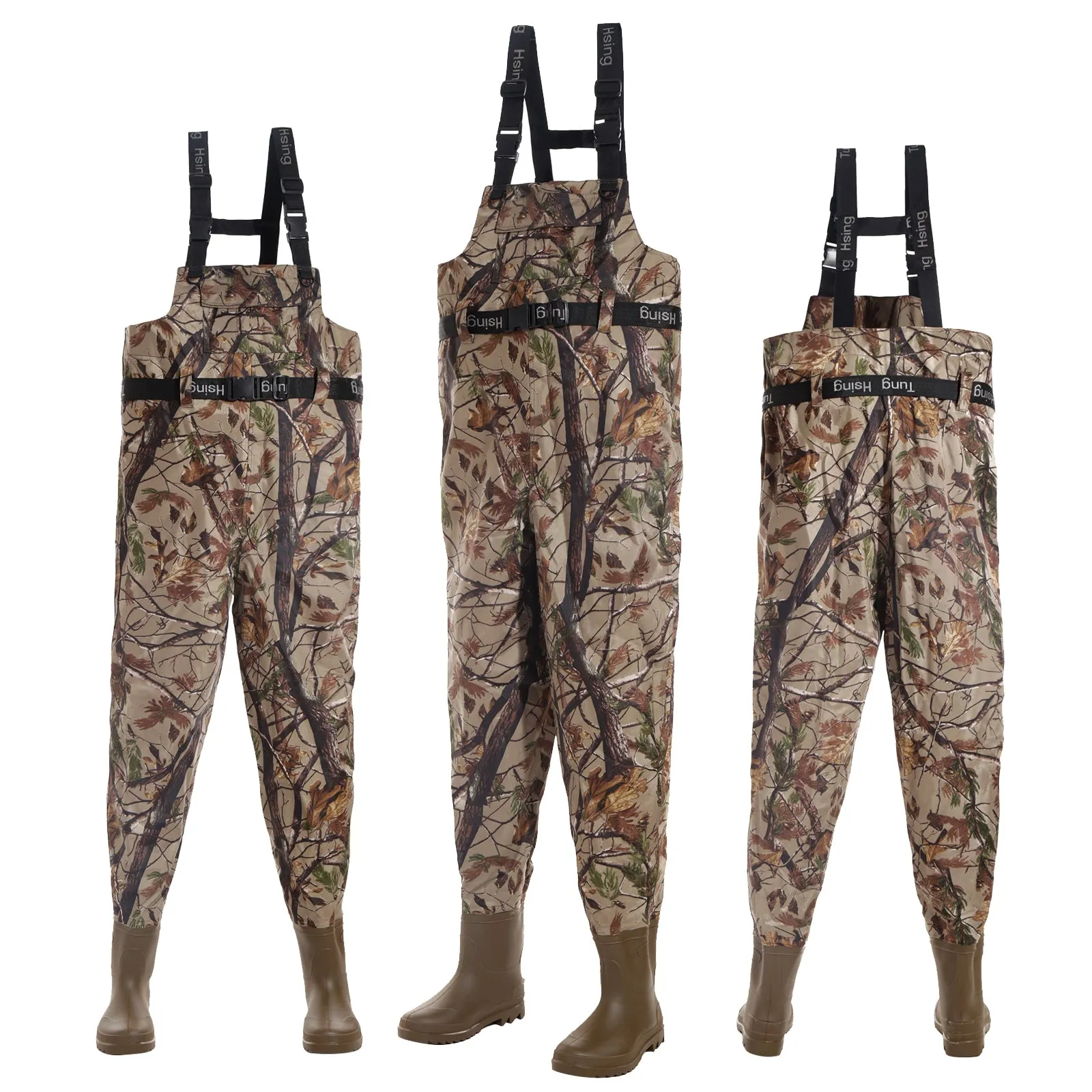 Camouflage Fly Fishing Waders Taiwan 420D Nylon 41-46# Breathable Waterproof Chest Wader Boots Pants