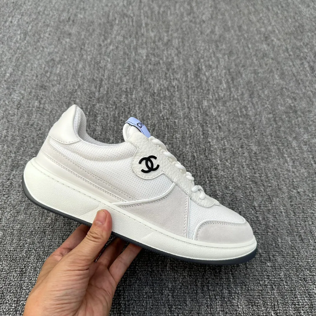 CC LOW-TOP SNEAKERS MESH WHITE FABRIC AND SUEDE