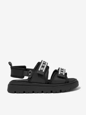 Dolce & Gabbana Kids Leather And Mesh Sandals in Black