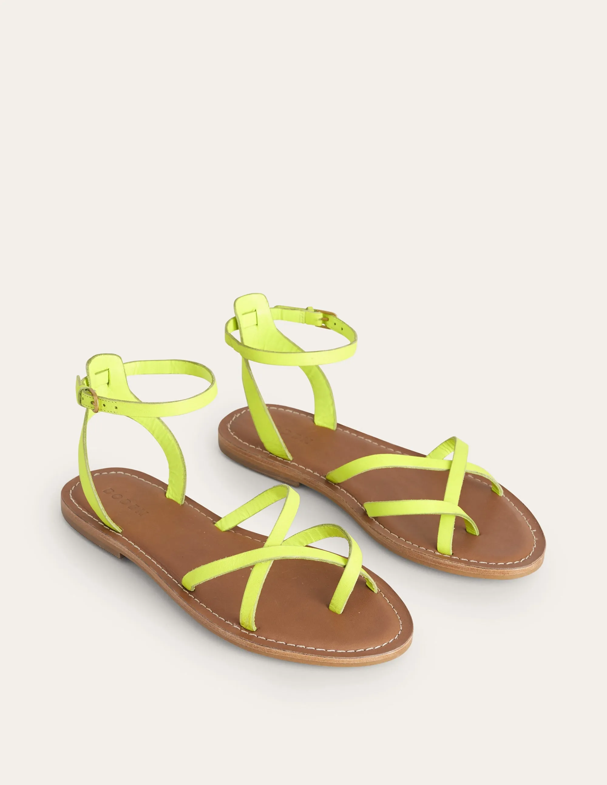 Easy Flat Sandals-Citrus Box Leather