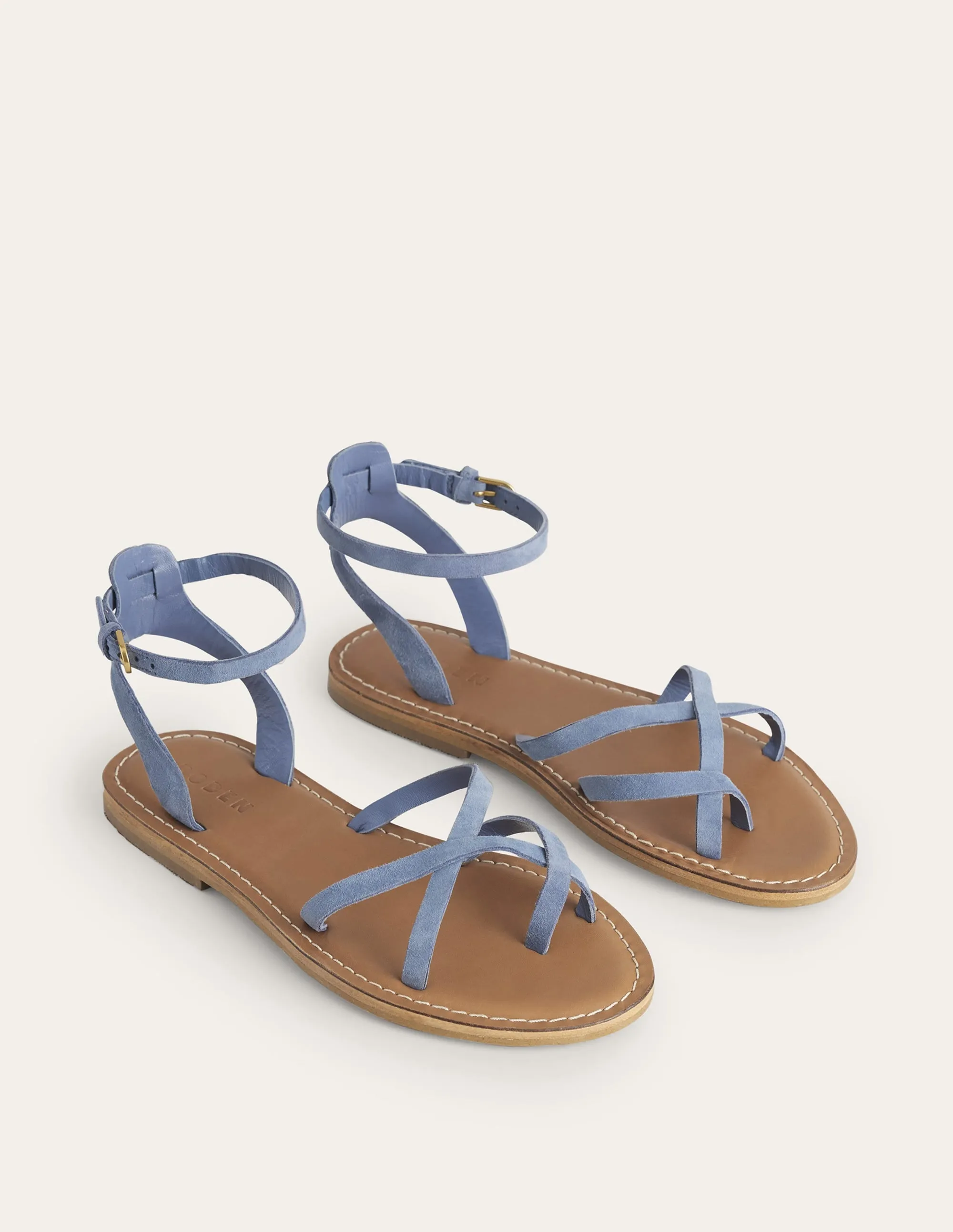 Easy Flat Sandals-Corporal Blue Suede