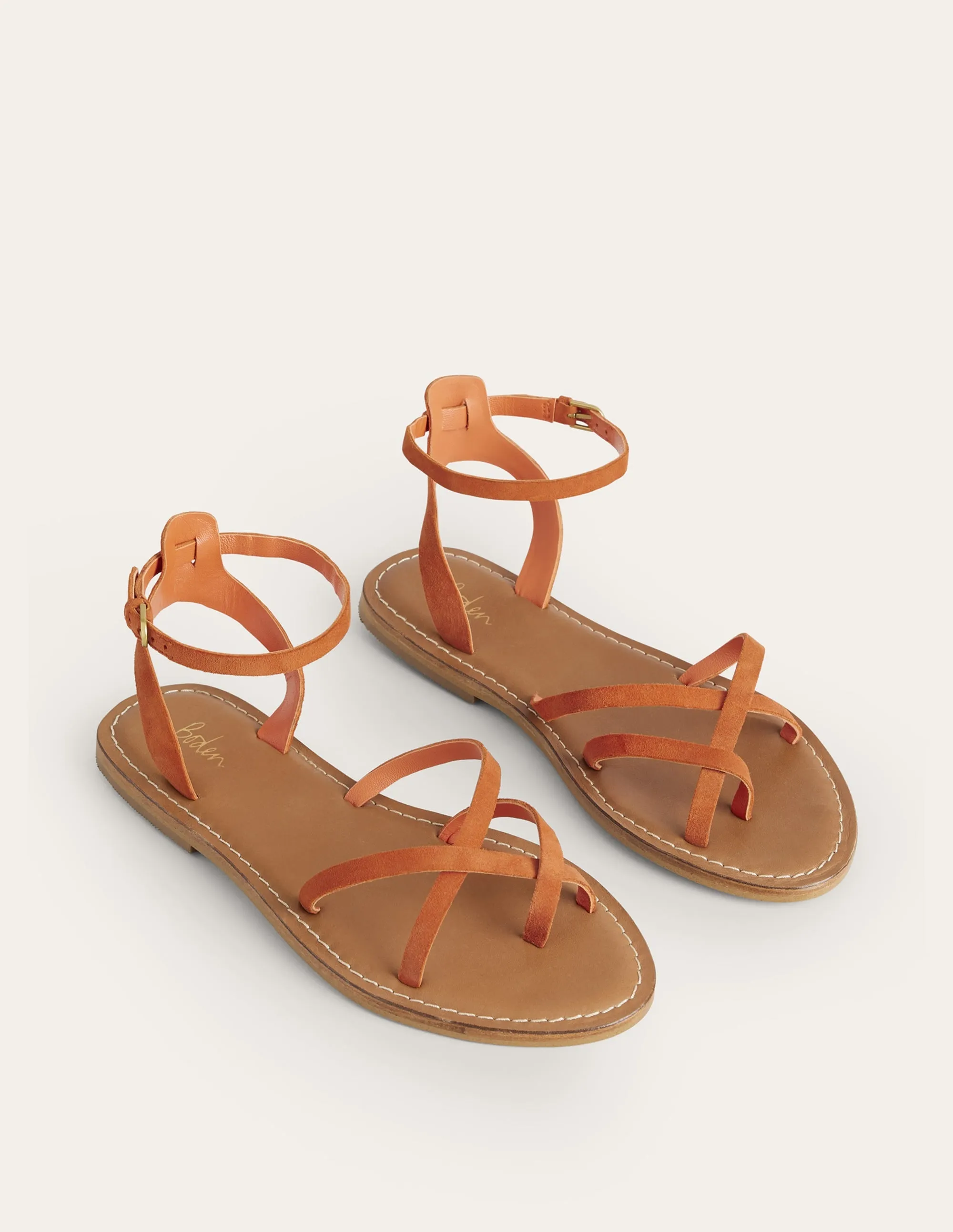 Easy Flat Sandals-Vermillon Red Suede