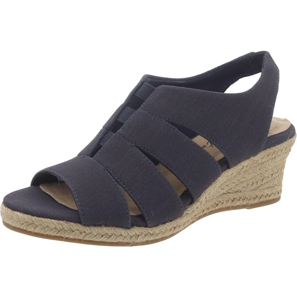 Easy Street Womens Aziza Canvas Espadrille Wedge Sandals