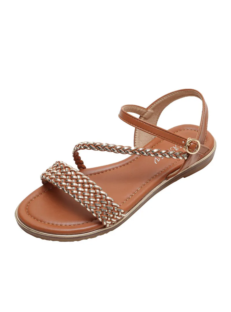 Flat-bottomed Woven Word Roman Sandals