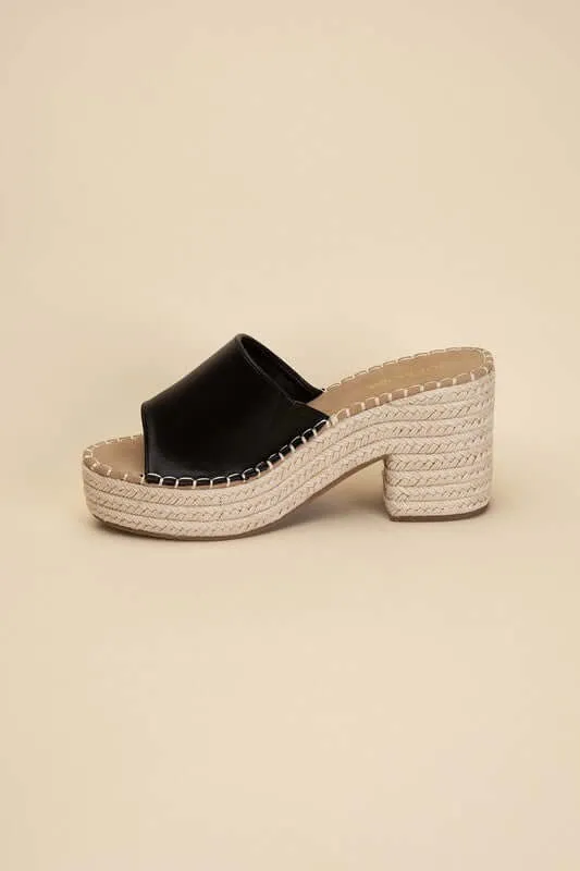 LOCK-1 Espadrille Mule Heels in Black