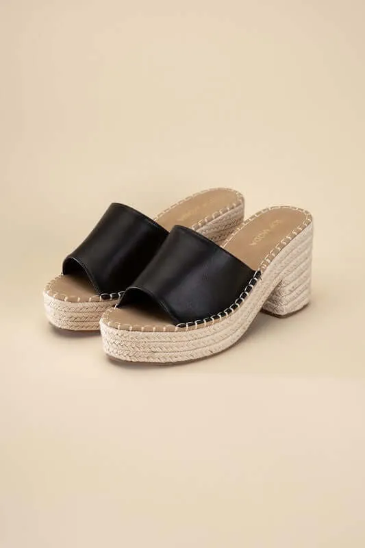 LOCK-1 Espadrille Mule Heels in Black