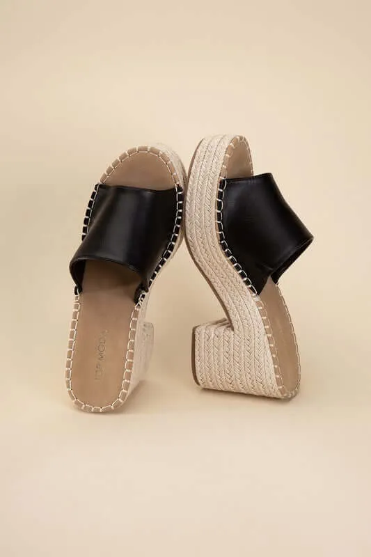 LOCK-1 Espadrille Mule Heels in Black