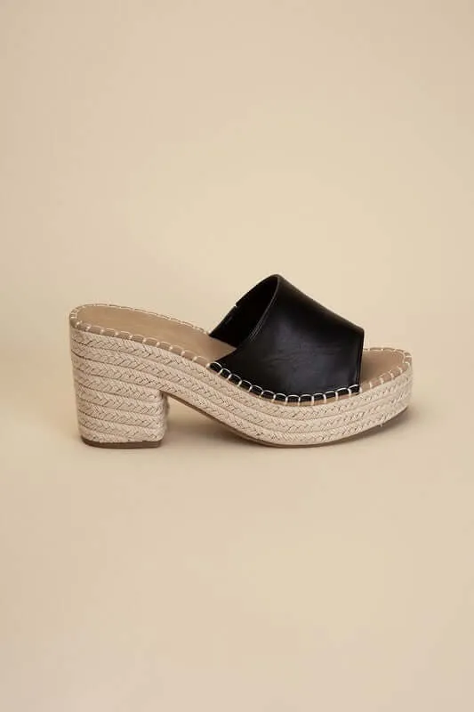 LOCK-1 Espadrille Mule Heels in Black