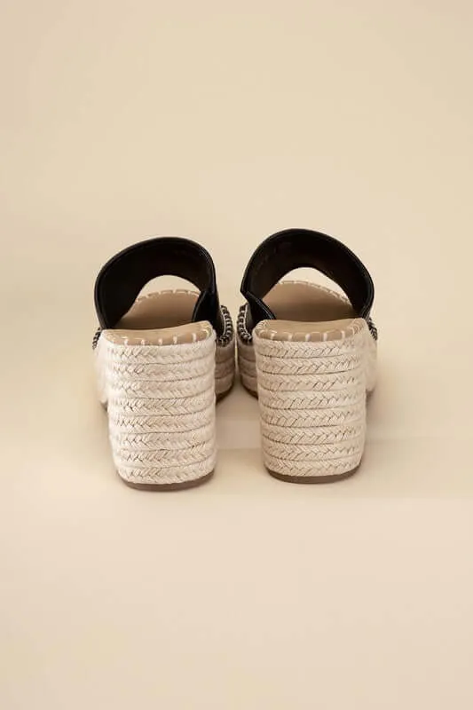 LOCK-1 Espadrille Mule Heels in Black