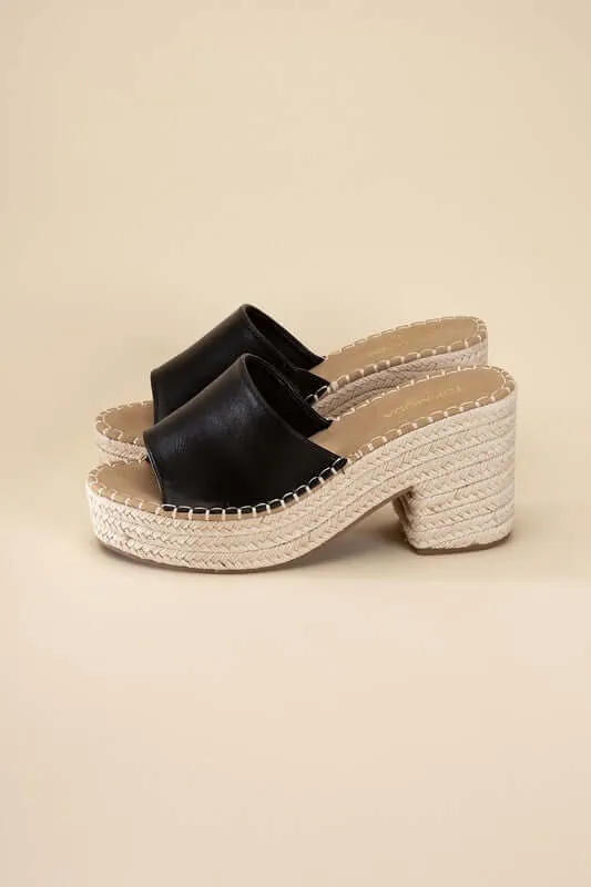 LOCK-1 Espadrille Mule Heels in Black