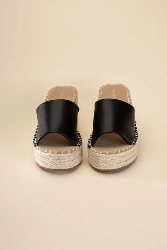 LOCK-1 Espadrille Mule Heels in Black