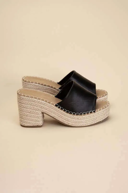 LOCK-1 Espadrille Mule Heels in Black