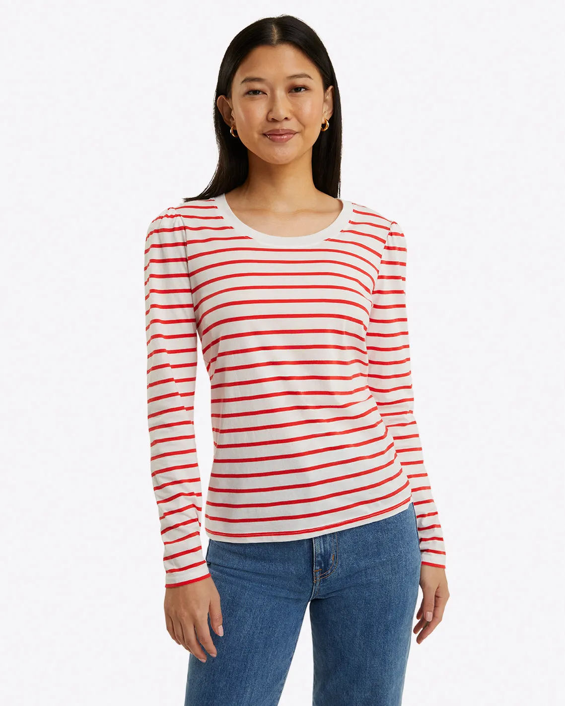 Long-Sleeve Easy Knit Top in Stripe