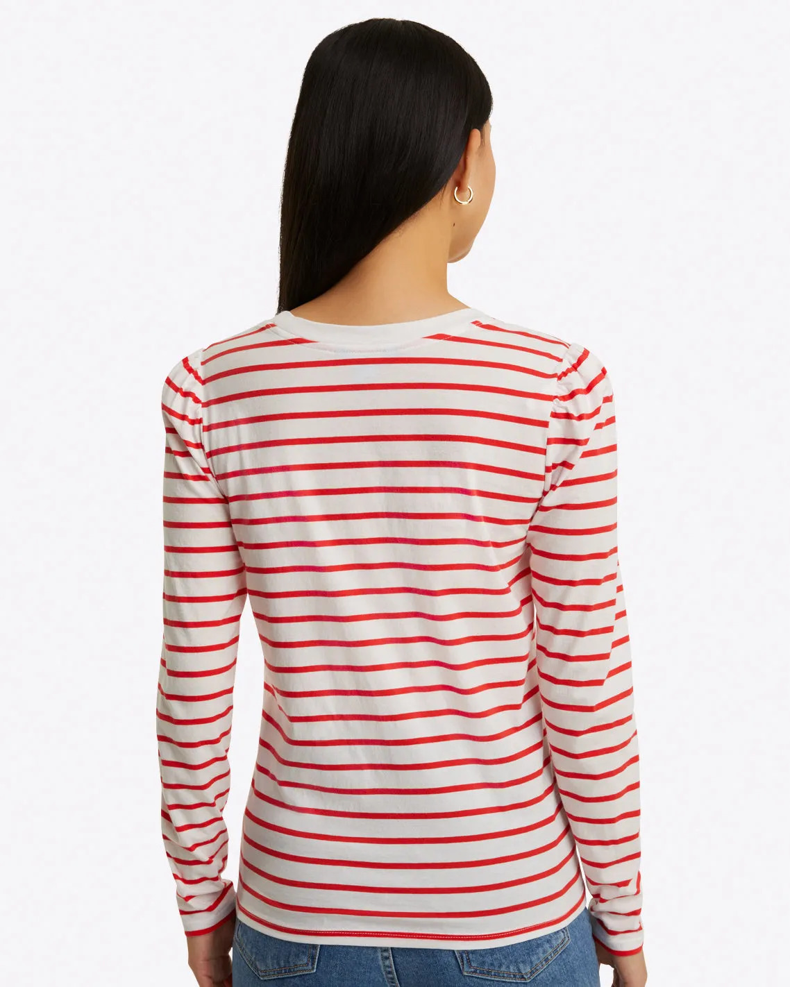 Long-Sleeve Easy Knit Top in Stripe