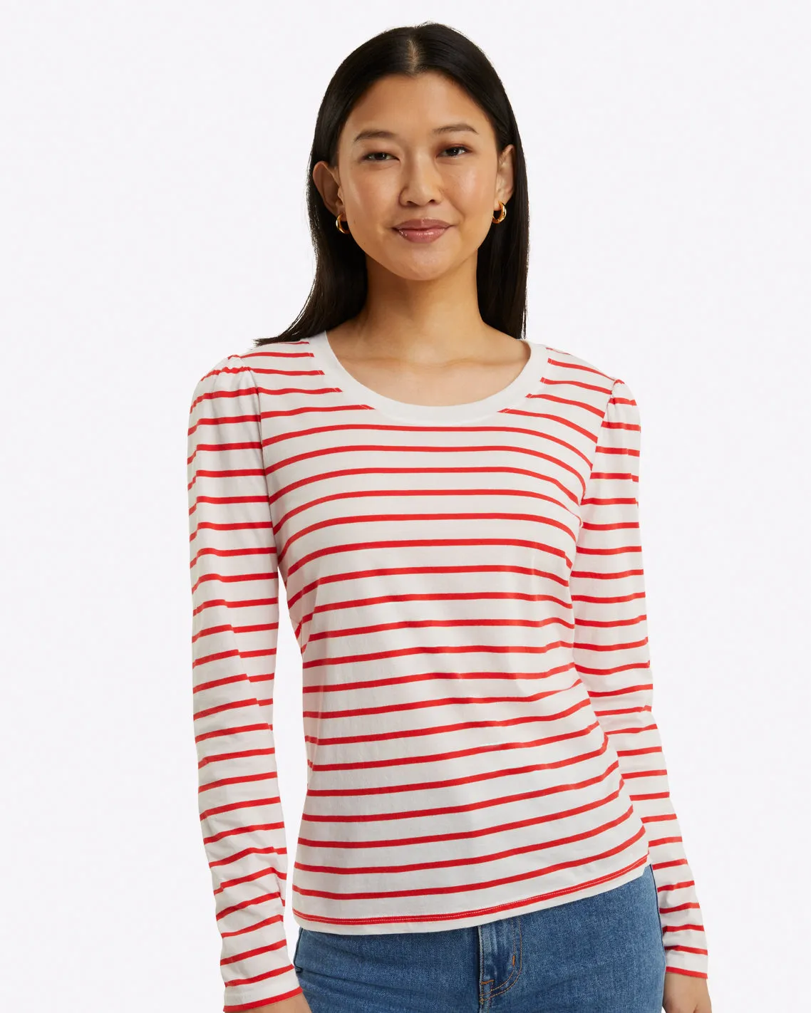 Long-Sleeve Easy Knit Top in Stripe