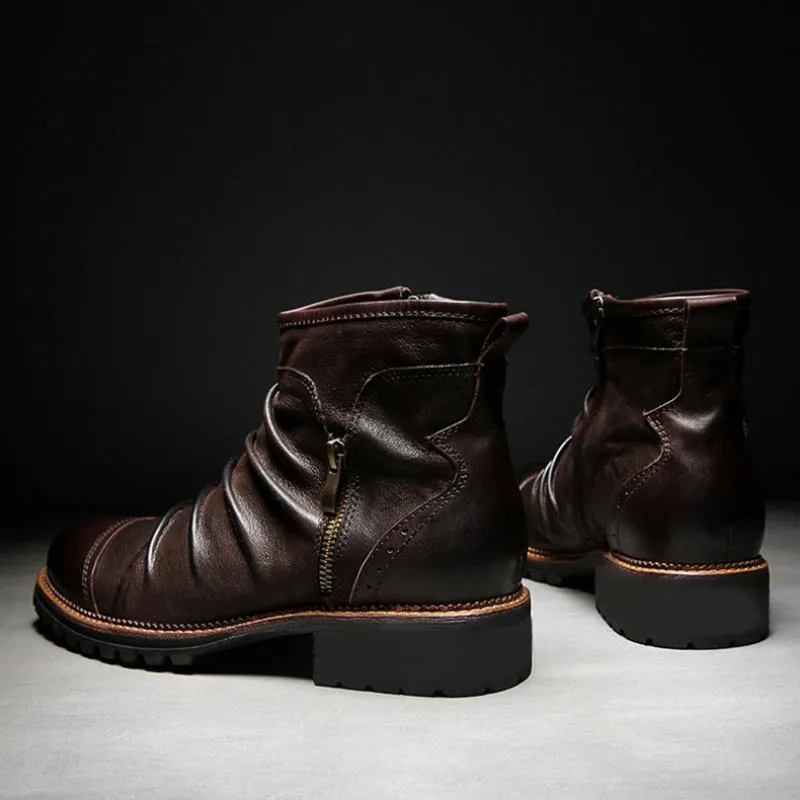 Men's Autumn Leather Breathable Ankle Boots | Plus Size