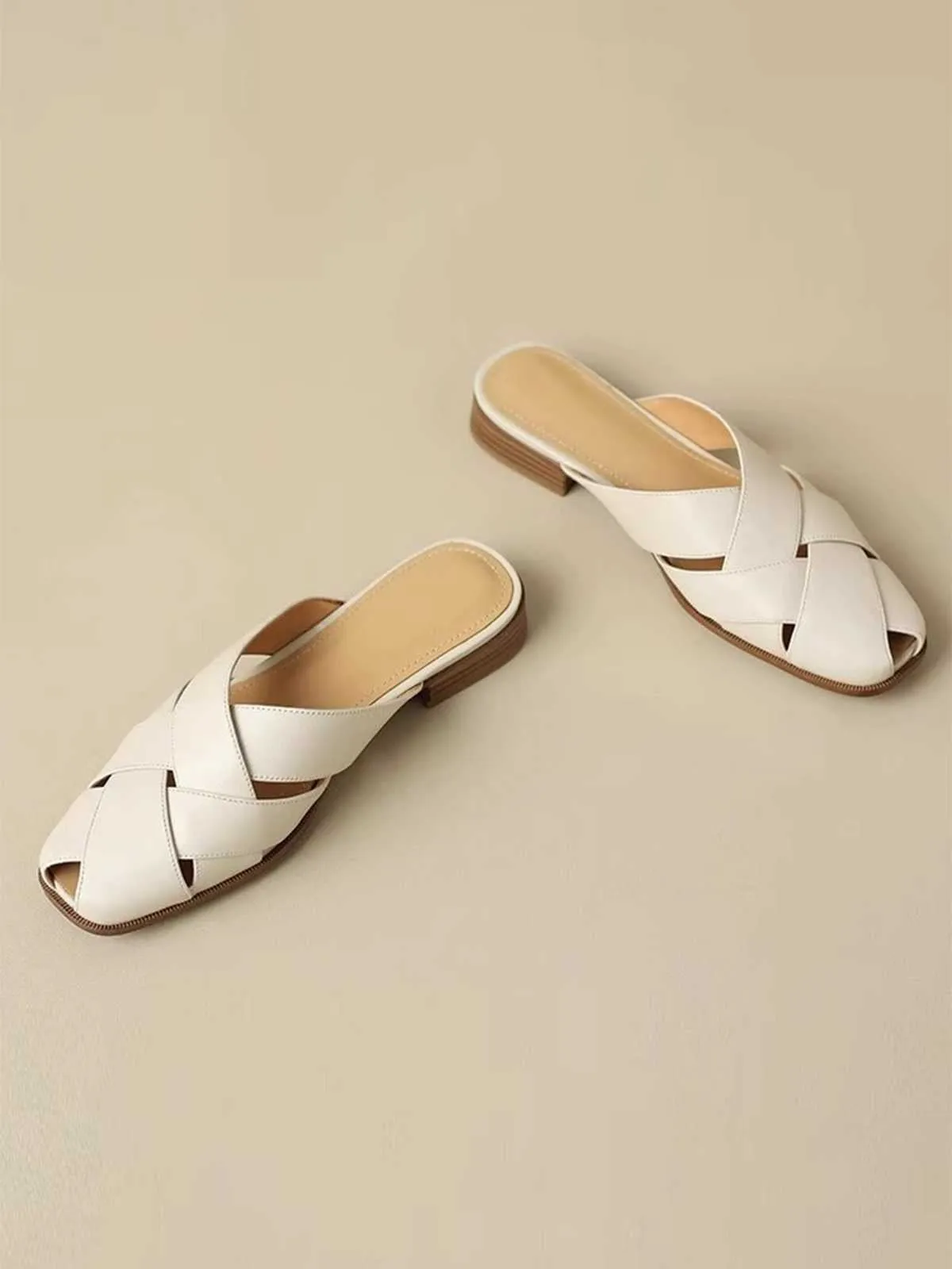 Retro PU Leather Woven Sandals