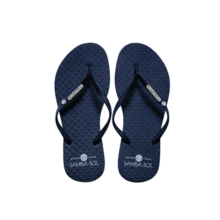 Samba Sol Women's Crystal Collection Flip Flops - Navy Crystal