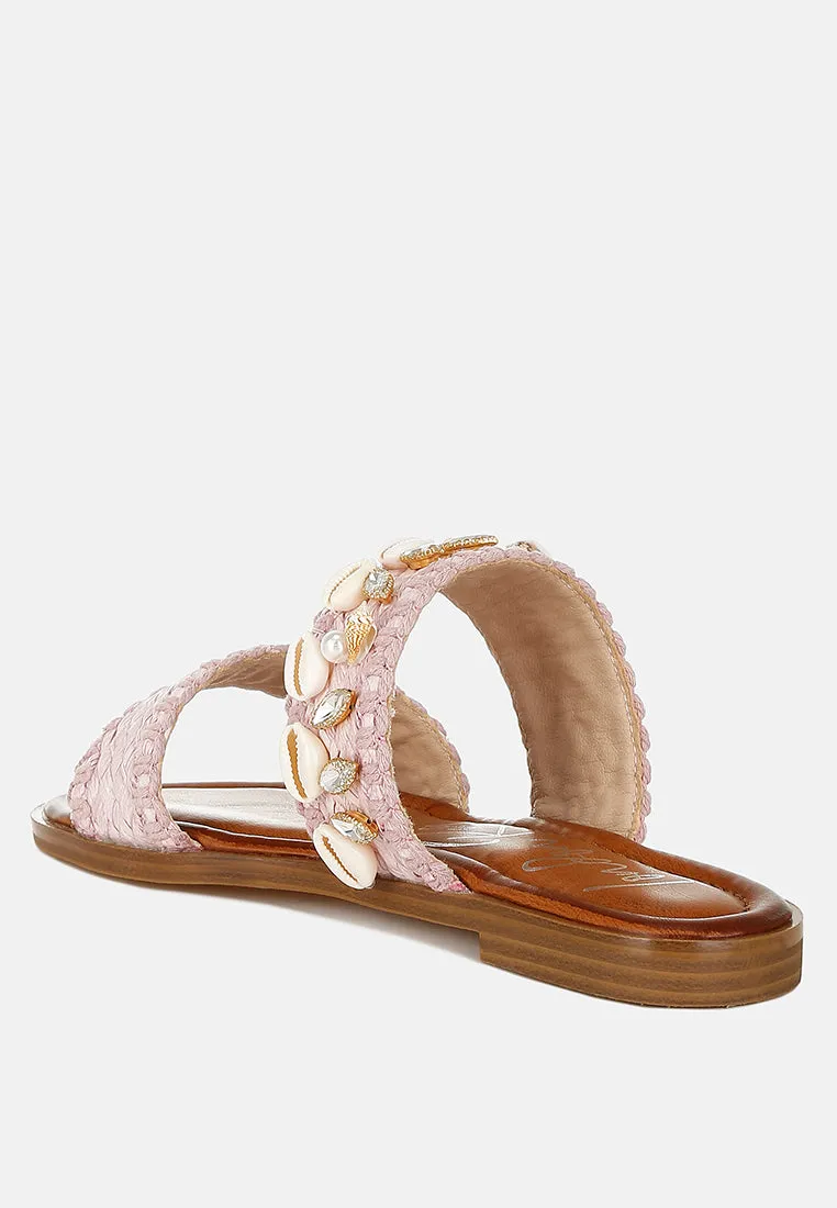 Shellfish Raffia Slip On Sandals