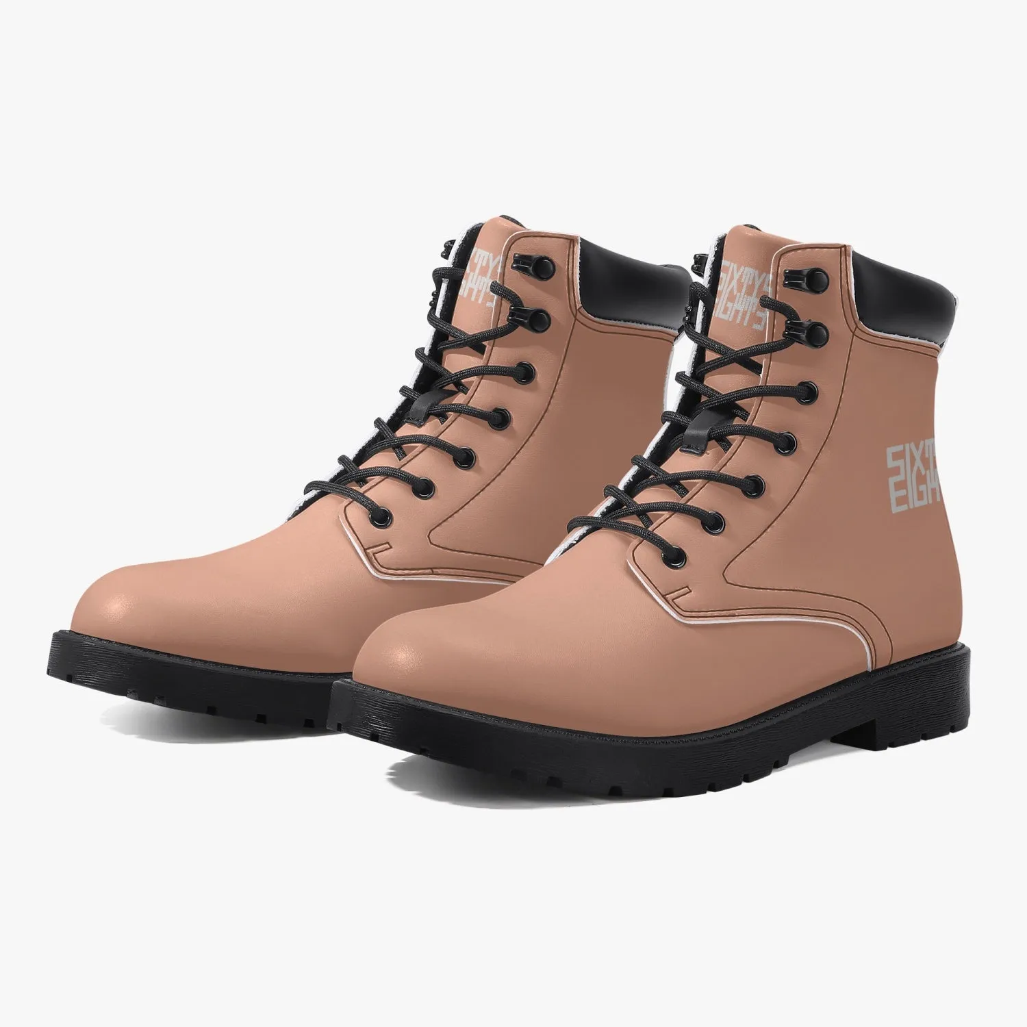 Sixty Eight 93 Logo White Peach Leather Boots