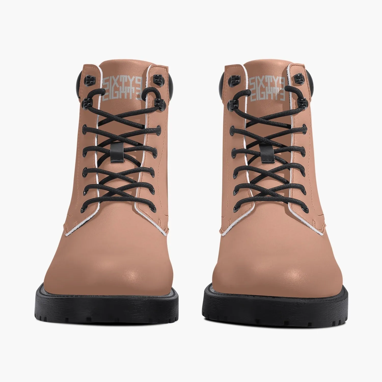 Sixty Eight 93 Logo White Peach Leather Boots