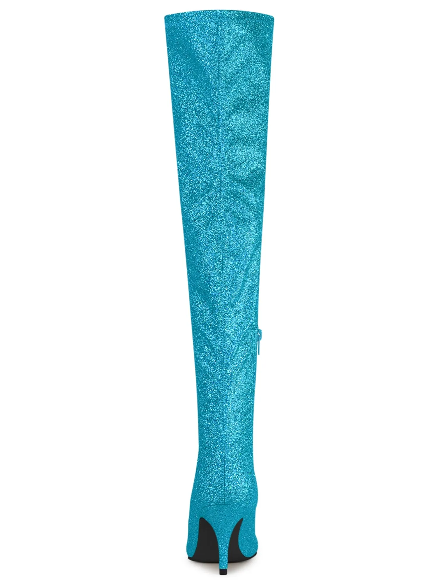 Sky Blue Stylish Glitter Over The Knee Boots