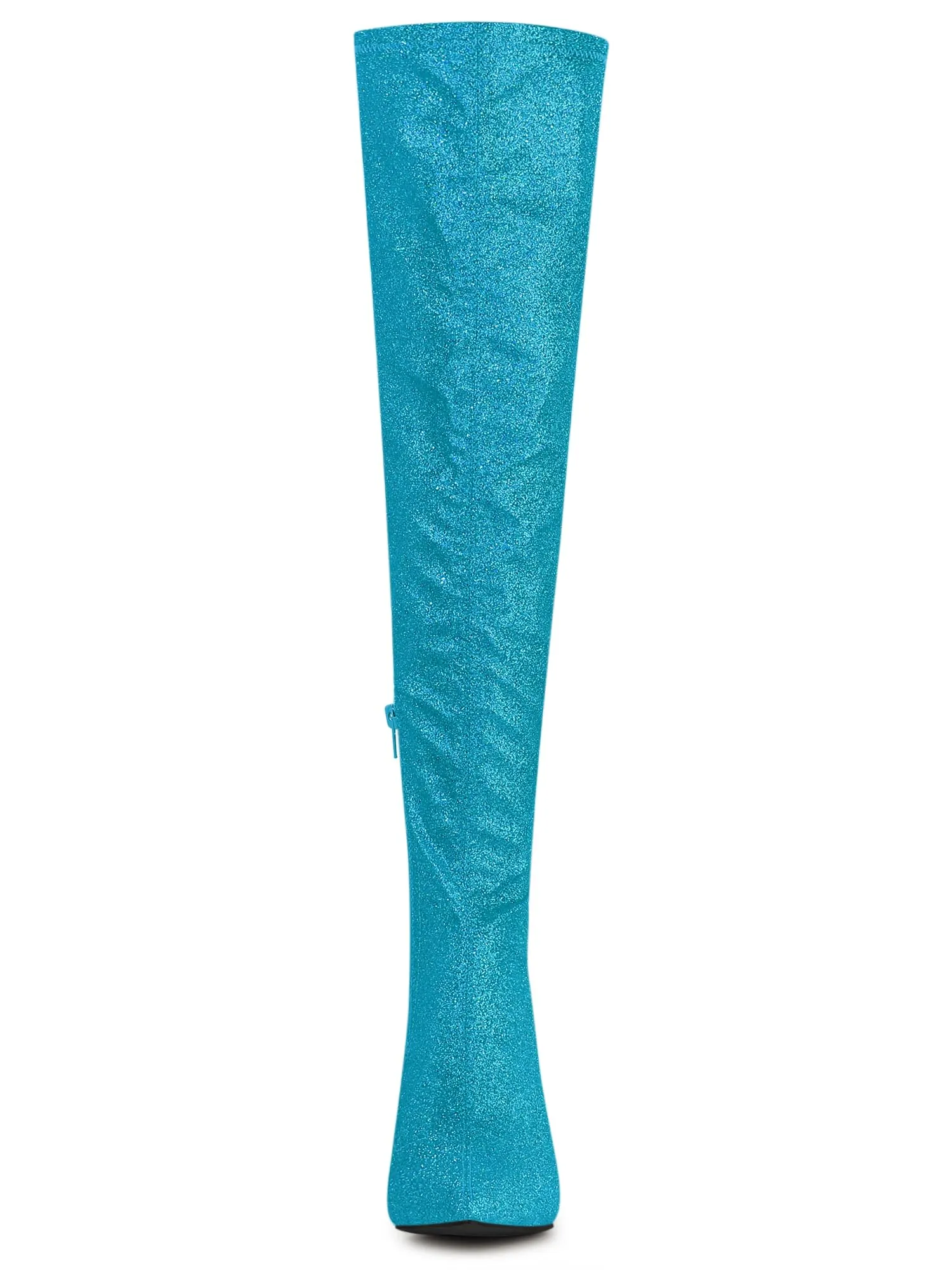 Sky Blue Stylish Glitter Over The Knee Boots