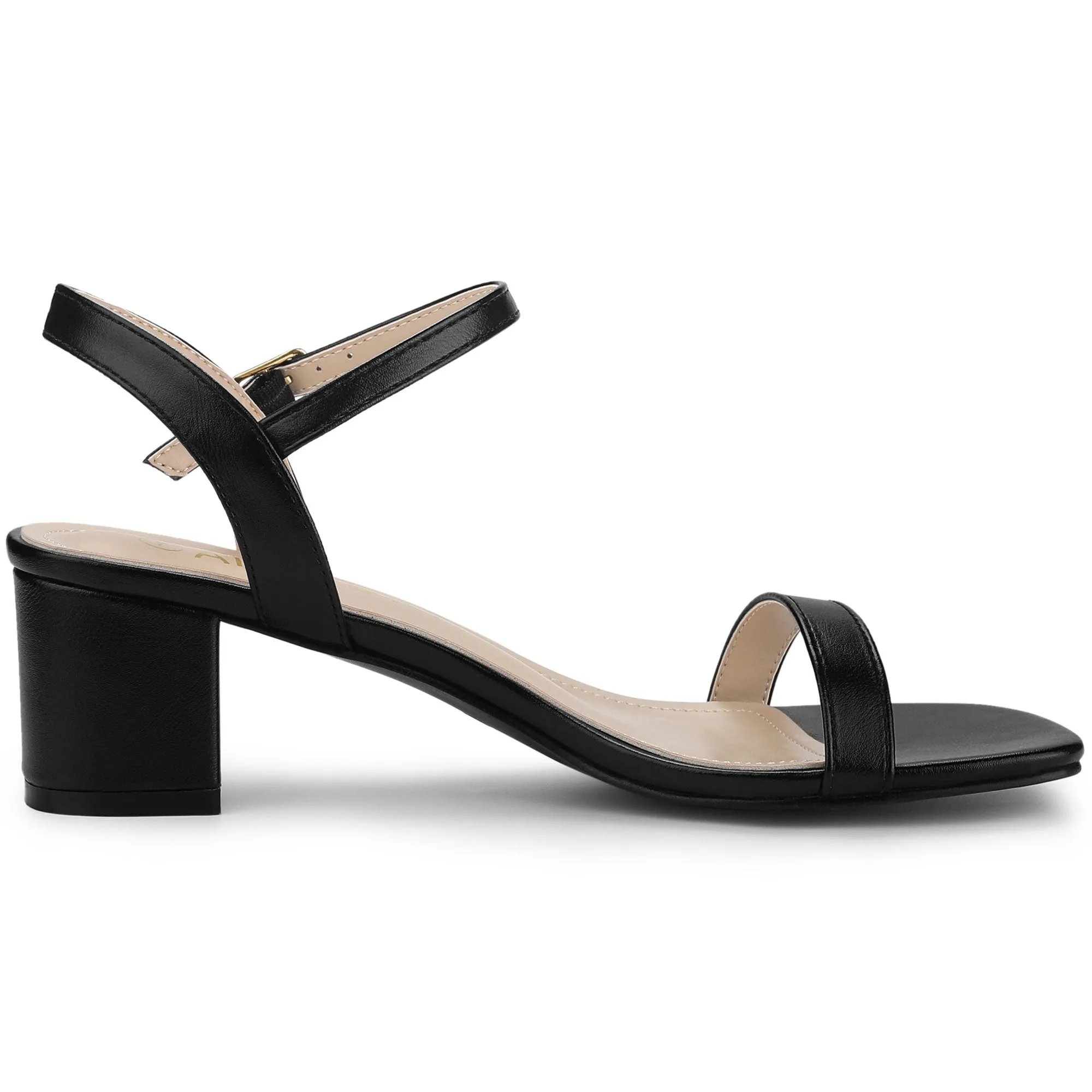 Square Open Toe Slingback Buckle Chunky Heel Sandals