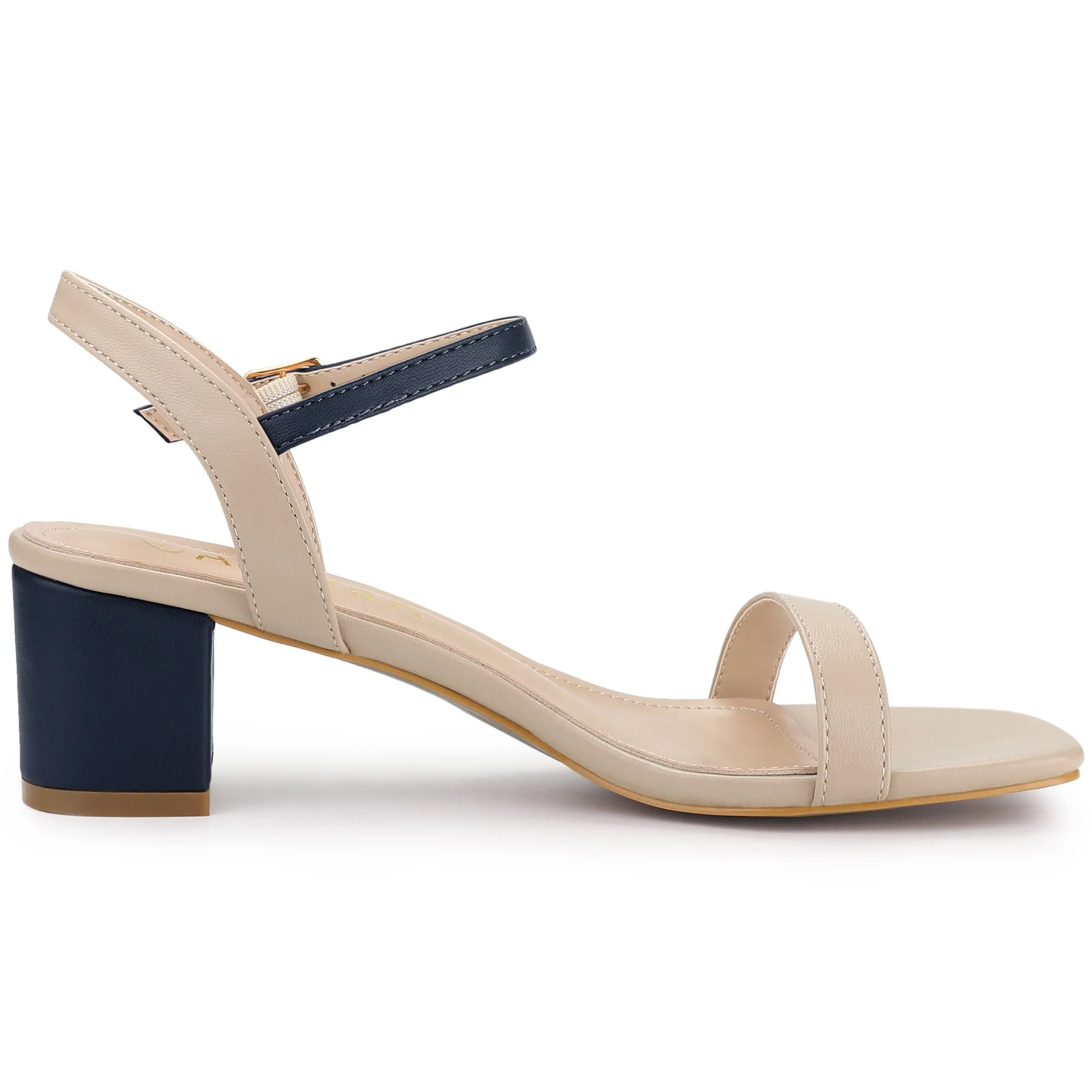 Square Open Toe Slingback Buckle Chunky Heel Sandals