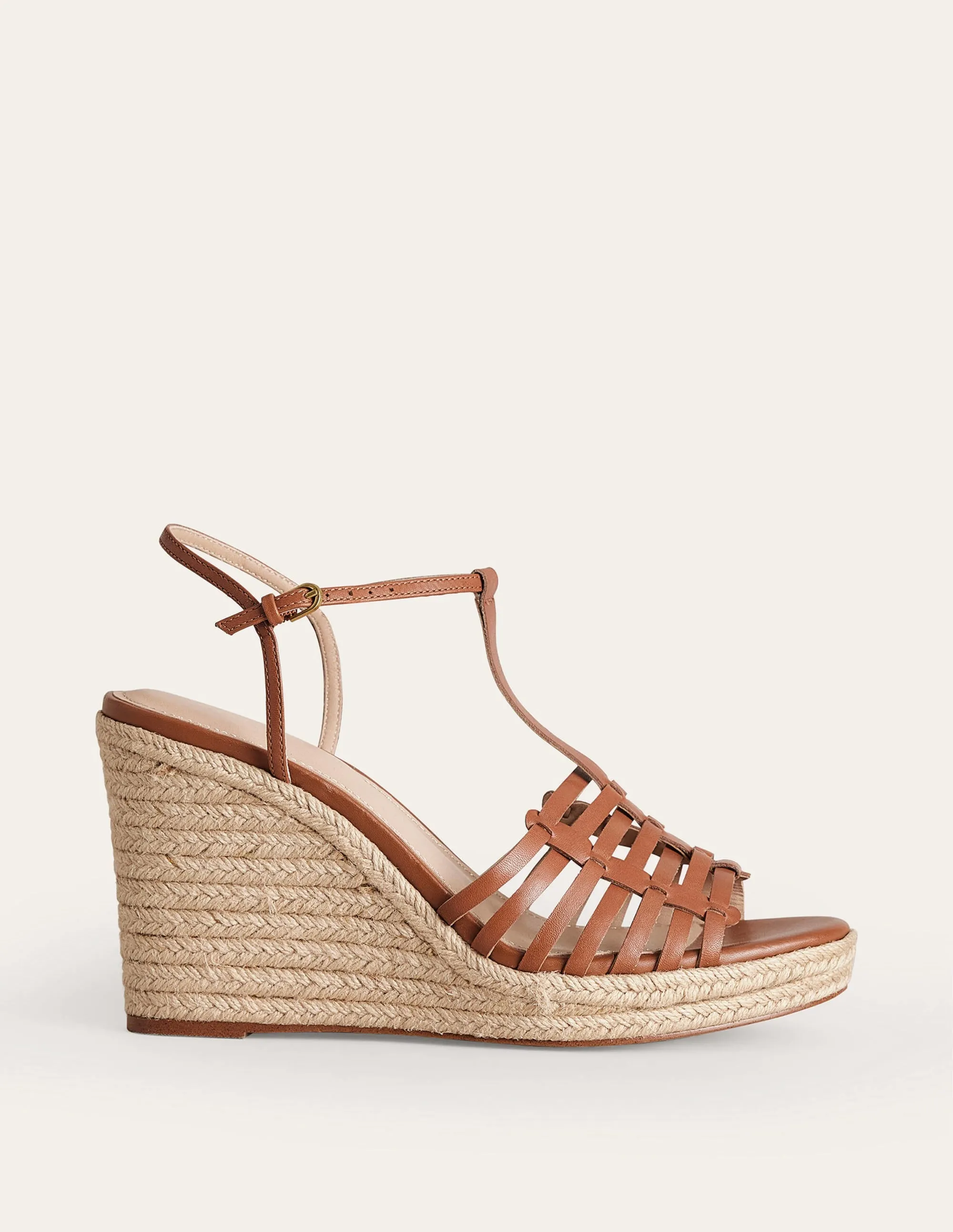 Strappy Espadrille Wedges-Tan