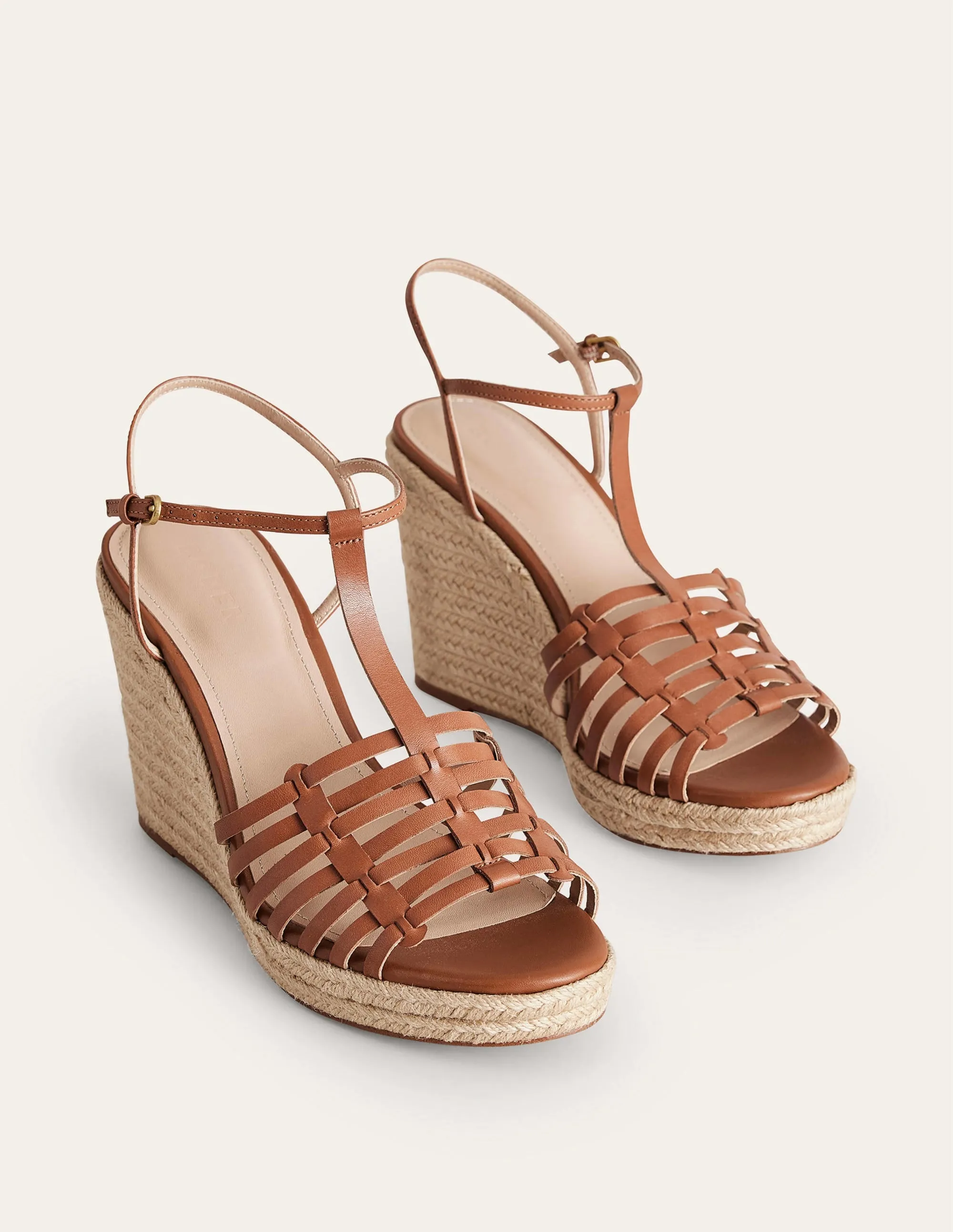 Strappy Espadrille Wedges-Tan