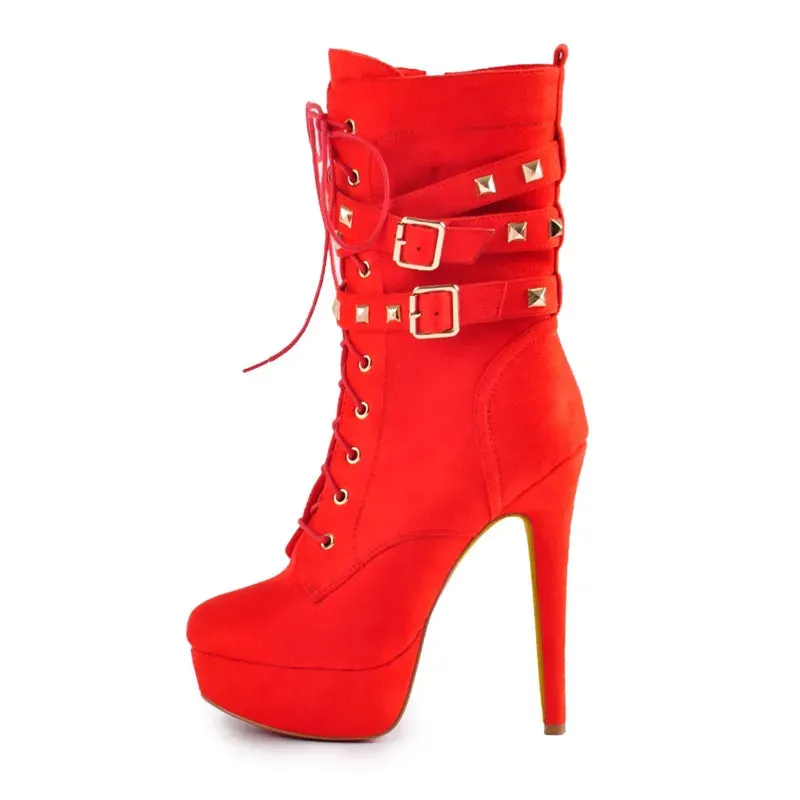 Stylish Lace-Up Stilettos Boots