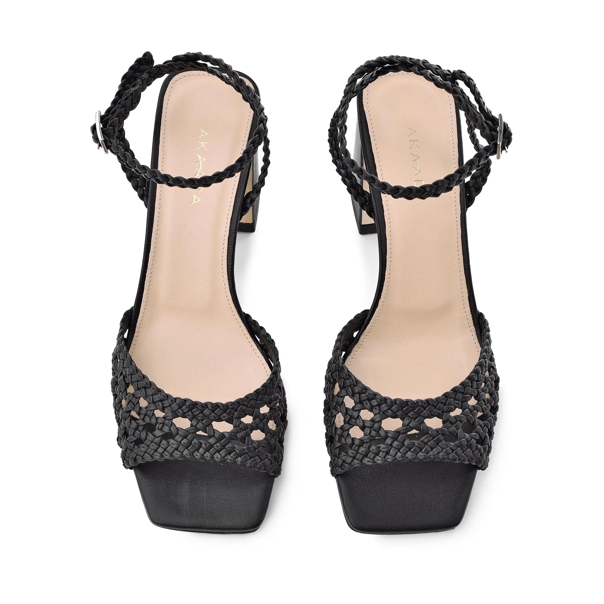 Tama Black Woven Leather Sandals