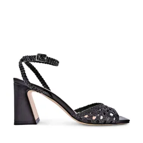 Tama Black Woven Leather Sandals