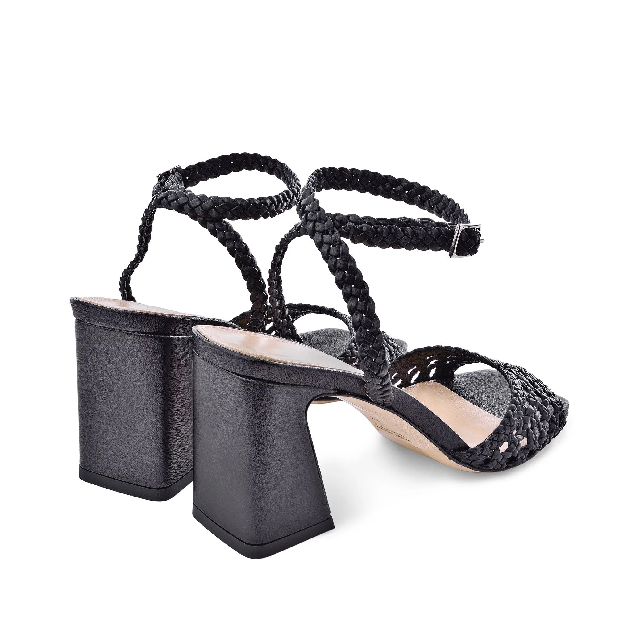 Tama Black Woven Leather Sandals