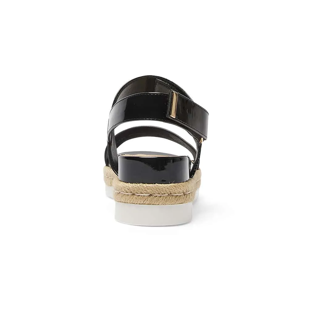 Warner Sandal in Black Patent