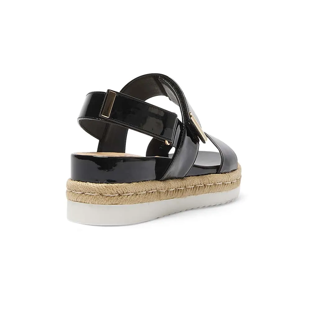 Warner Sandal in Black Patent