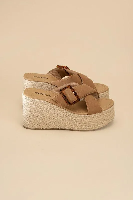 Womens Manta Espadrille Platform Slides Shoes